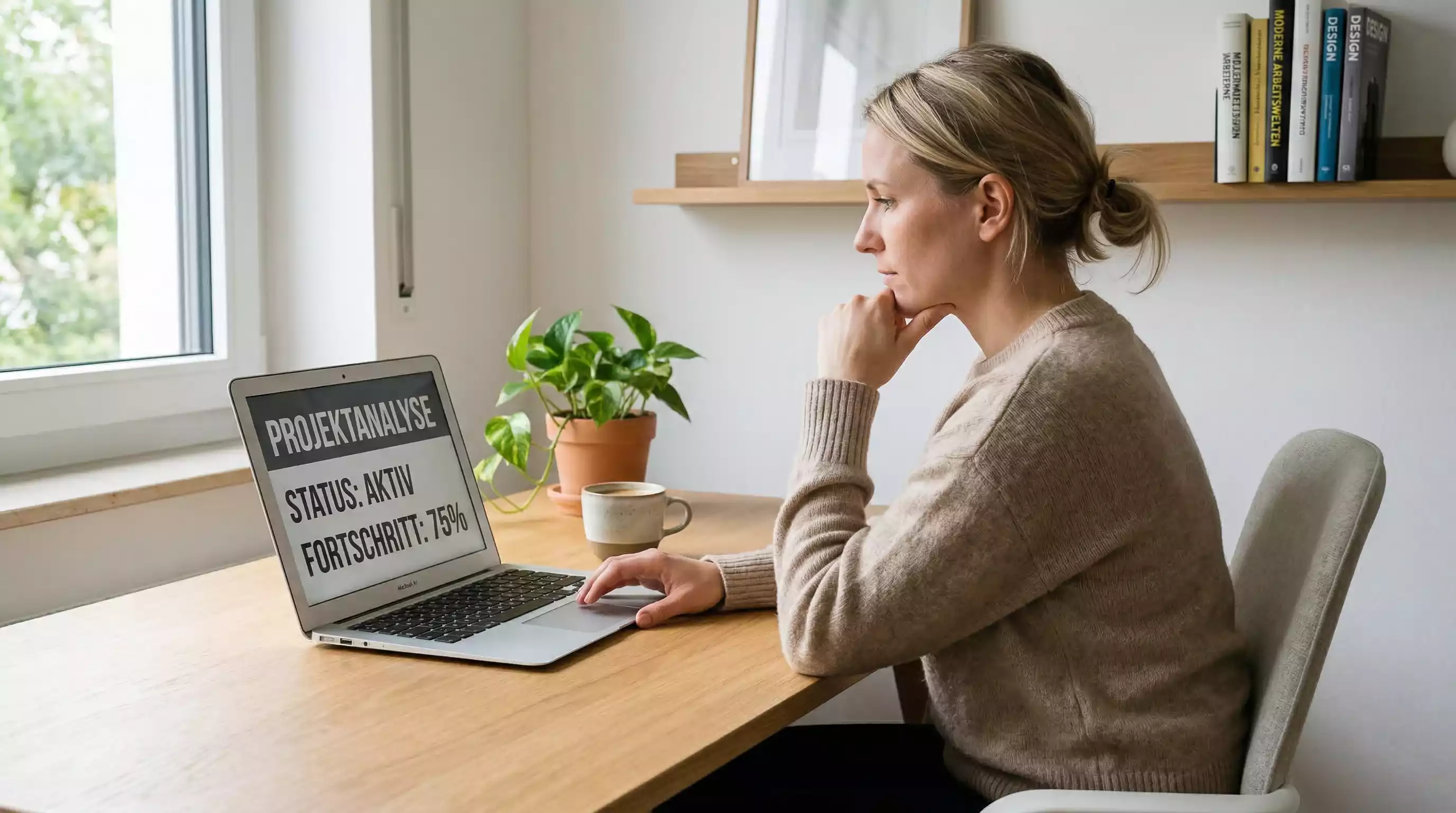 Person mit nachdenklichem Blick studiert Sportwetten-Informationen am Laptop