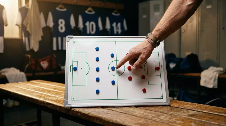 Live Wetten Strategie Fußball — Taktiktafel mit Spielaufstellung