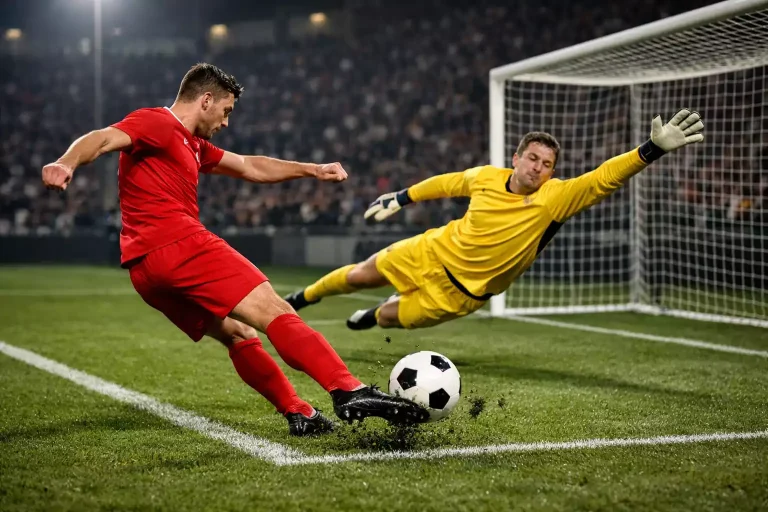 Nächstes Tor Wette – Fußballangriff im Strafraum